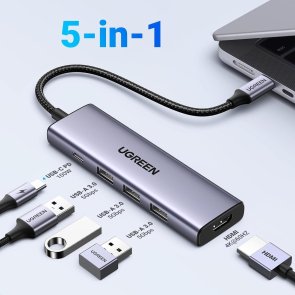 USB-хаб UGREEN 5in1 CM511 Grey (15597)