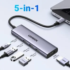 Фото: USB-хаб UGREEN 5in1 CM511 Grey (15597) № 2 | KTC