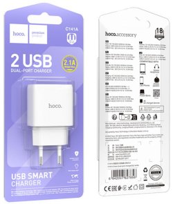 Зарядний пристрій Hoco C141A 2.1A White (6942007627856)