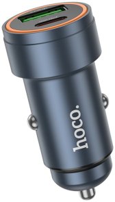 Автомобільний зарядний пристрій Hoco Z57A Glorious 30W Metal Gray (6942007633109)
