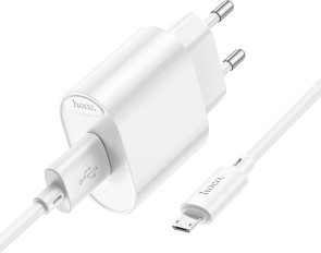 Зарядний пристрій Hoco C109A Fighter 10.5 White with AM / MicroUSB (6942007656603)