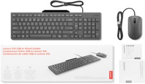 Клавіатура+мишка, Lenovo 310 USB-A Wired Combo Ukraine, Grey