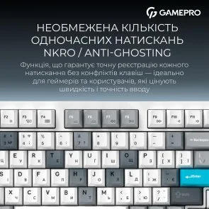 Фото: Клавіатура GamePro Asgard Drakkar MK305WH WL/BT/USB White № 17 | KTC