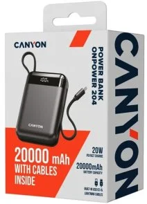 Фото: Батарея універсальна Canyon OnPower 204 20000mAh 22.5W Built-In USB-C / Lightning (CNS-CPB204B) № 5 | KTC