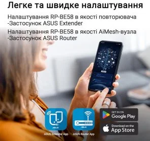 Фото: Репітер Wi-Fi ASUS RP-BE58 (90IG09J0-MO0C00) № 8 | KTC