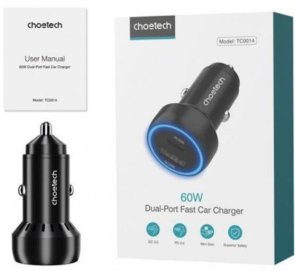 Автомобільний зарядний пристрій Choetech TC0014 60W Black