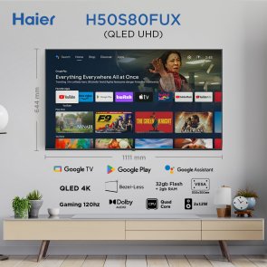 Телевізор QLED Haier H50S80FUX (Google TV, Wi-Fi, 3840x2160)