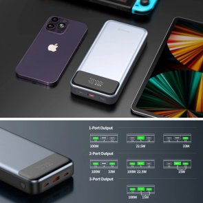 Батарея універсальна SWISSTEN Power Bank For Laptop 30000mAh 133W Grey (8595217484016)