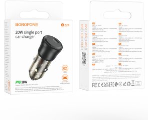 Автомобільний зарядний пристрій BOROFONE BZ24 Clever 20W Transparent Black (6941991106934)