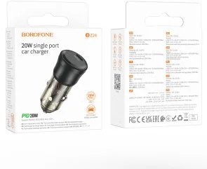 Фото: Автомобільний зарядний пристрій BOROFONE BZ24 Clever 20W Transparent Black (6941991106934) № 6 | KTC