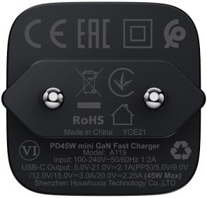 Зарядний пристрій Acefast A119 GaN 45W Black (6974316285007)