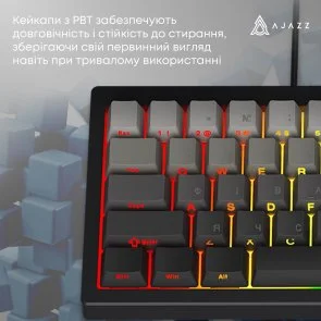Фото: Клавіатура Ajazz AK650 Day Dream Switches ENG/UKR USB Gradient Black/Grey (AK650-DD-BG) № 12 | KTC