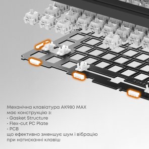 Клавіатура Ajazz AK980 Max Magnetic Switches USB Black/Grey/Yellow (AK980-MAX-M-BGY)