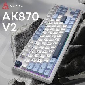 Клавіатура Ajazz AK870 V2 Flying Fish Switch ENG/UKR USB Blue/White/Blue (AK870-V2-FF-BWB)