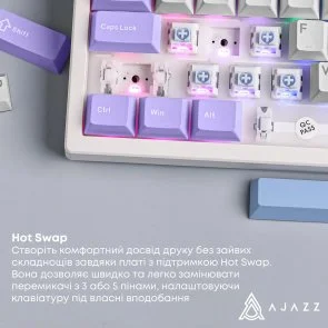 Фото: Клавіатура Ajazz AK980 V2 Gift Switch V2 WL/BT/USB Purple/White/Blue (AK980-V2-G-PWB) № 13 | KTC