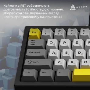 Фото: Клавіатура Ajazz AK650 Moon Yellow Switches ENG/UKR USB Gray/White/Yellow (AK650-MY-GWY) № 10 | KTC