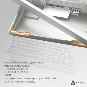 Клавіатура Ajazz AK650 Sea Salt Switches ENG/UKR USB Blue/White/Blue (AK650-SS-BWB)