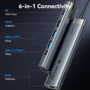 USB-хаб Vention Hub 6-in-1 100W (TGNHB)
