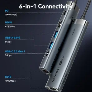 Фото: USB-хаб Vention Hub 6-in-1 100W (TGNHB) № 3 | KTC