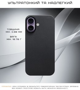 Чохол Pitaka for Apple iPhone 17 - Ultra-Slim Twill Black/Grey (KI1701)
