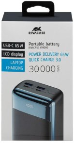 Батарея універсальна RivaCase RivaPower VA1080 30000mAh, 2xUSB, 2xType-C, 65W, Black
