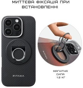 Тримач Popsocket Pitaka MagEZ Grip 3 Twill 600D Black/Grey