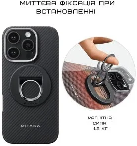 Фото: Тримач Popsocket Pitaka MagEZ Grip 3 Twill 600D Black/Grey № 7 | KTC