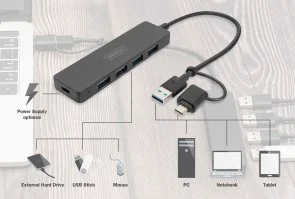 Фото: USB-хаб Digitus DA-70235 4in1 Black № 4 | KTC