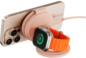 Фото: Бездротова зарядна станція Satechi OntheGo 3-in-1 Desert Rose (ST-QTG31R) № 4 | KTC