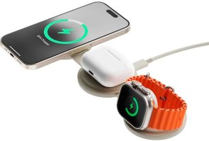 Бездротова зарядна станція Satechi OntheGo 3-in-1 Sand (ST-QTG31W)