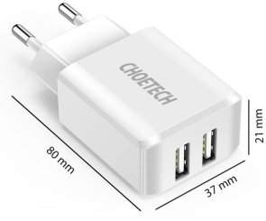 Зарядний пристрій Choetech C0030 2A White