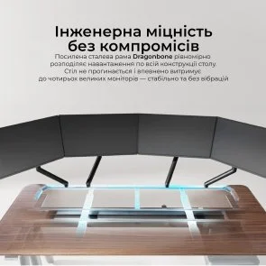 Фото: Стіл комп’ютерний SIHOO D07A Walnut/Black (D07A-101/D07J-101-AB/DO7-P) № 6 | KTC