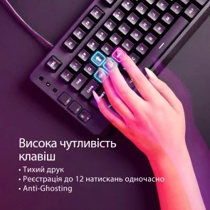 Фото: Клавіатура HyperX Eve 1800 USB Black (B7JE0AA) № 7 | KTC