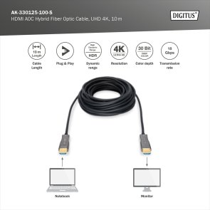 Кабель HDMI to HDMI, 10m, Digitus AK-330125-100-S, Black