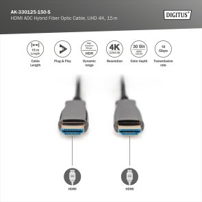 Кабель HDMI to HDMI, 15m, Digitus AK-330125-150-S, Black