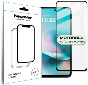 Фото: Захисне скло BeCover for Motorola Moto G57 Power Black (714855) № 2 | KTC