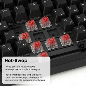 Фото: Клавіатура Ajazz AK820 Red Switch ENG/UKR USB Black (AK820-R-B) № 11 | KTC