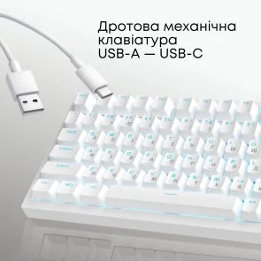 Фото: Клавіатура Ajazz AK820 Red Switch ENG/UKR USB White (AK820-R-W) № 7 | KTC