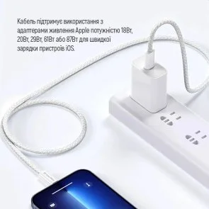 Фото: Кабель ColorWay CBPDCL068 Type-C / Lightning 3A 27W 2m Grey (CW-CBPDCL068-GR) № 11 | KTC