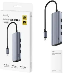 Фото: USB-хаб Cudy 6-In-1 USB-C Hub with Gigabit Ethernet (UH606) № 2 | KTC