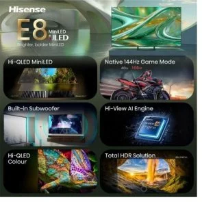 Фото: Телевізор ULED MiniLED Hisense 75E8S (Smart TV, Wi-Fi, 3840x2160) № 2 | KTC