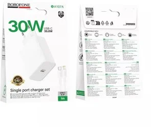 Фото: Зарядний пристрій BOROFONE BA107A Stellar 30W White with Type-C/Lighthing (6941991125355) № 5 | KTC