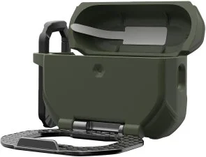 Фото: Чохол UAG for Airpods Pro 3nd Gen 2025 - Monarch with Built-in Phone Stand Olive Drab/Silver (104131117233) № 13 | KTC