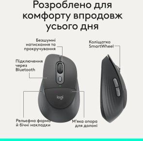Миша Logitech Signature Comfort Plus M850 L Wireless Graphite (910-007715)