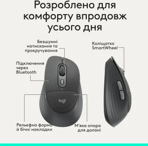 Фото: Миша Logitech Signature Comfort Plus M850 L Wireless Graphite (910-007715) № 3 | KTC