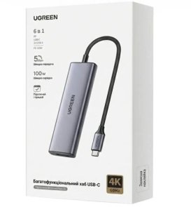 USB-хаб UGREEN CM511 5in1 Grey (75642)