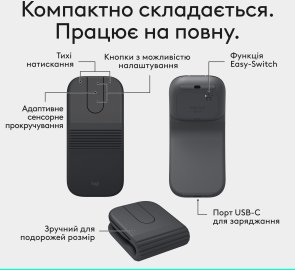 Миша Logitech Mobi Fold Graphite (910-007604)