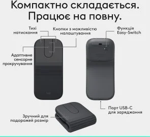 Фото: Миша Logitech Mobi Fold Graphite (910-007604) № 3 | KTC