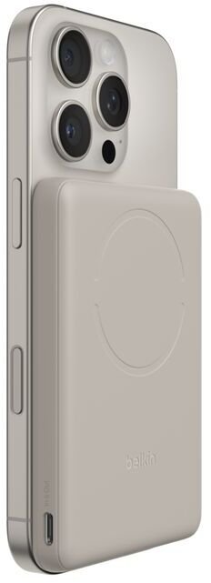 Батарея універсальна Belkin BoostCharge Slim 5000mAh 15W Qi2 7.5W Sand (BPD020HQSA)