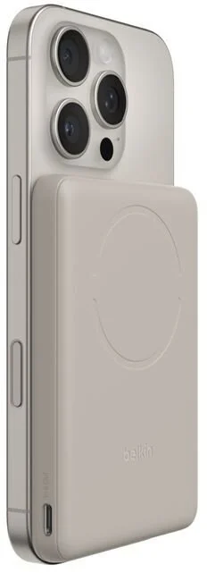 Батарея універсальна Belkin BoostCharge Slim 5000mAh 15W Qi2 7.5W Sand (BPD020HQSA)